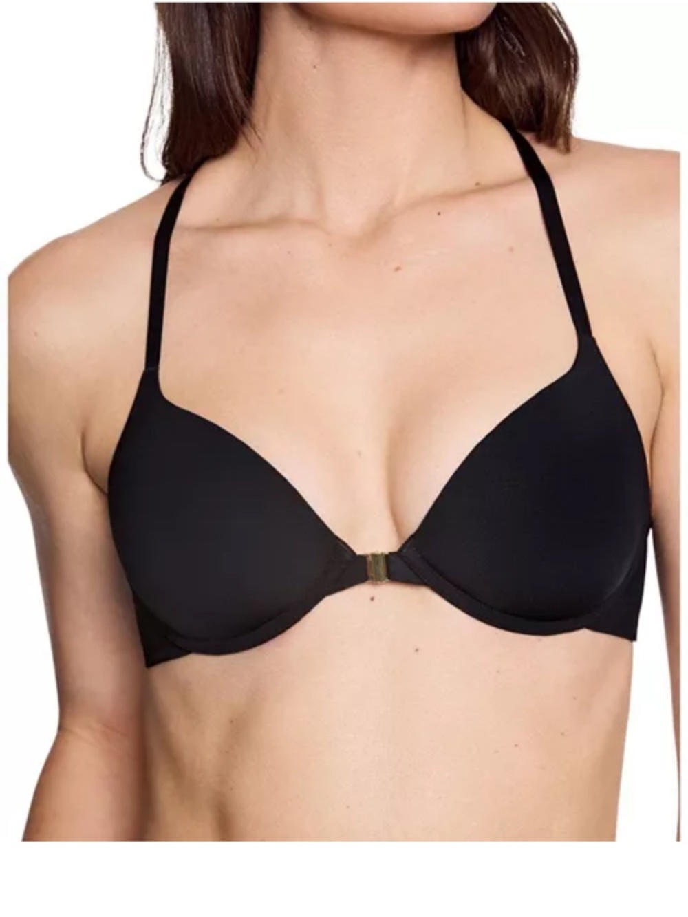 Pepper Racerback Lift Up Padded Bra Black 36B Front Closure Adjustable Sleek NWT